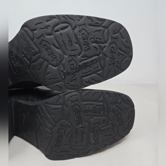 Korks Women's Black Faux Leather Boots Sz 8.5M Big Block Stacked Heels Casual - Picture 7 of 11